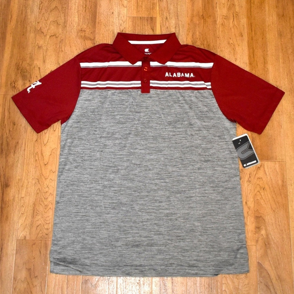 Colosseum Alabama Crimson Tide Polo Mens Large Crimson Grey NEW COPS11159HG